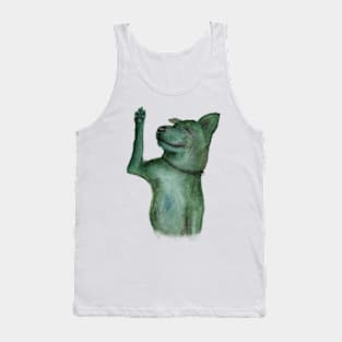 Waving Green Dog - Hand Painted Watercolour Tank Top